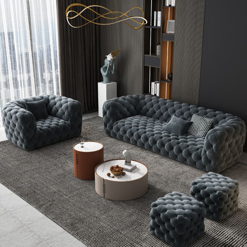 Sof de bras de smoking en cuir authentique 26,8 "H Setrée touflée en bleu