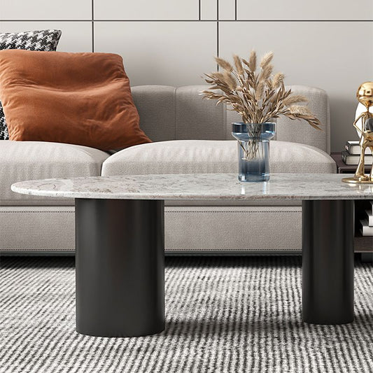 Tavolino da caffè ovale a 3 gambe tavolino in ardesia minimalista per soggiorno