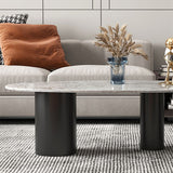 3 Legs Oval Coffee Table Minimalist Slate Coffee Table for Living Room