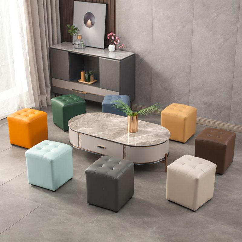 Contemporary Pouf Ottoman Genuine Leather Tufted Upholstered Solid Color Ottoman Clearhalo 'furn' 'furn_ottomans_poufs' 'Furniture' 'Living Room Furniture' 'Ottomans & Poufs' 'ottomans_poufs' 1200x1200_afe3c453-f9e8-4d54-afc1-f0c0a326b9e9