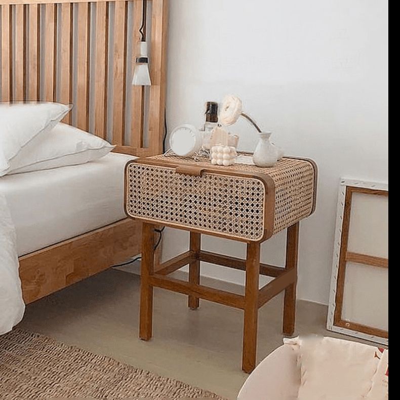 Nightand de table à accent contemporain 23,62 "Table table de chevet de lit avec armoire