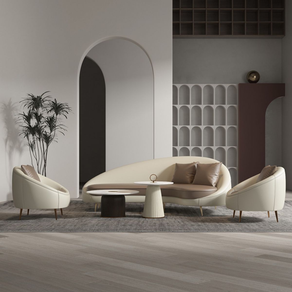 Faux Leather Curved Sofa Contemporary Sloped Arm Sofa for Living Room Clearhalo 'furn' 'furn_sofas' 'Furniture' 'Living Room Furniture' 'Sofa' 'sofas' 1200x1200_afe66557-f259-4a61-9825-daf8fca9d133