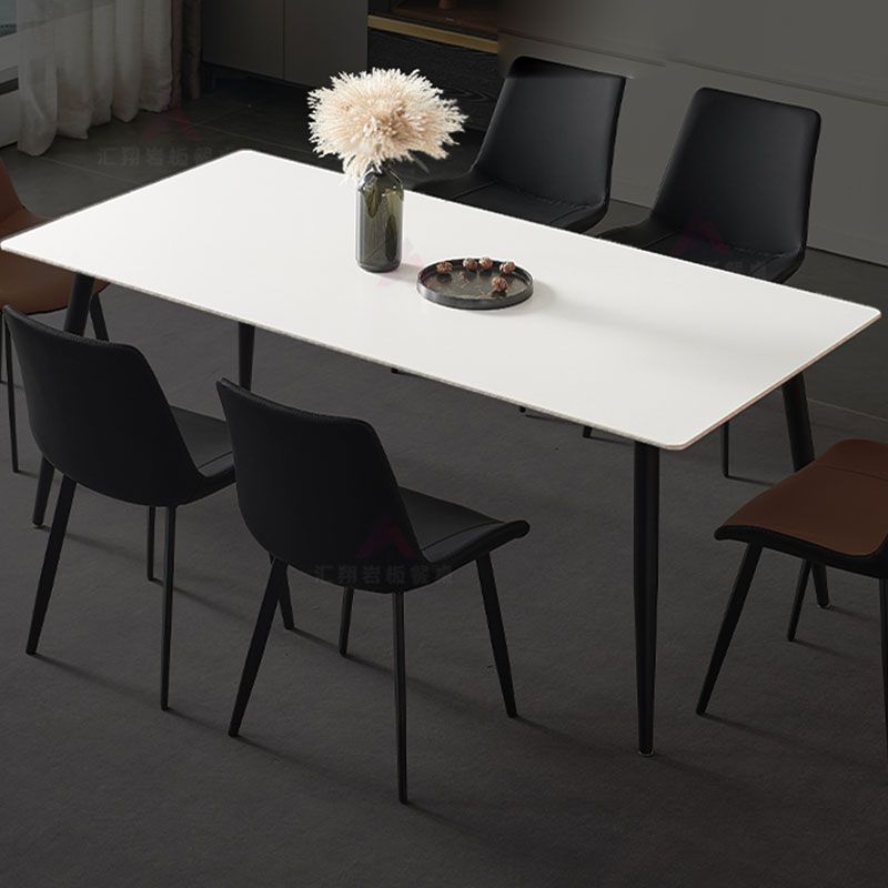 Industrial Kitchen Dinner Table Stone Rectangle 4 Legs Dining Table Clearhalo 'Dining Tables & Seating' 'Dining Tables' 'dining_table' 'furn' 'furn_dining_table' 'Furniture' 'Kitchen & Dining Furniture' 1200x1200_afe66fd0-eae0-4d4d-a866-7bcf8205d02f