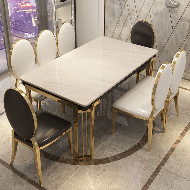 Metal Traditional Luxury Rectangular Dining Table Sintered Stone Table with Legs Clearhalo ' dining_table' 'Dining Tables & Seating' 'Dining Tables' 'furn' 'furn_dining_table' 'Furniture' 'furniture_dining_table' 'Kitchen & Dining Furniture' 'kitchen&dining_furn' 'kitchen' 'kitchen_dining_table' 1200x1200_afe90668-c781-4ad1-afb7-561b8a3b3572