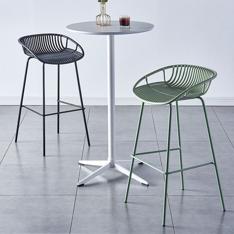 Nordic Backrest Counter Stool with Metal Base Plastic Armless Cafe Bar Chair with 4 Legs Clearhalo 'Bar Furniture' 'Bar Stools' 'bar_stools' 'furn' 'furn_bar_stools' 'Furniture' 'Kitchen & Dining Furniture' 1200x1200_afeaf138-6f75-4a21-a657-426aff94ab67