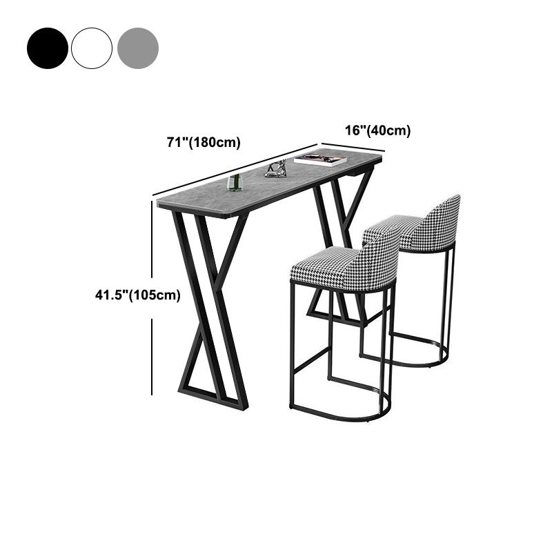 Mesa de comedor de barra de piedra Mesa de comedor de barra industrial con base de trineo negra