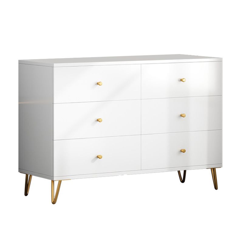 Contemporary White Wooden Chest with Drawers and Metal Legs Accent Chest