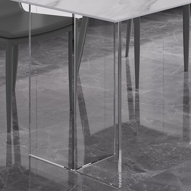 Modern 1/4/5/7 Pieces Dining Table Rectangle Stone Furniture in White Clearhalo 'Dining Room Sets' 'Dining Tables & Seating' 'dining_room_set' 'furn' 'furn_dining_room_set' 'Furniture' 'Kitchen & Dining Furniture' 1200x1200_afed1d8b-f801-443e-87d0-8e82c107ca8c
