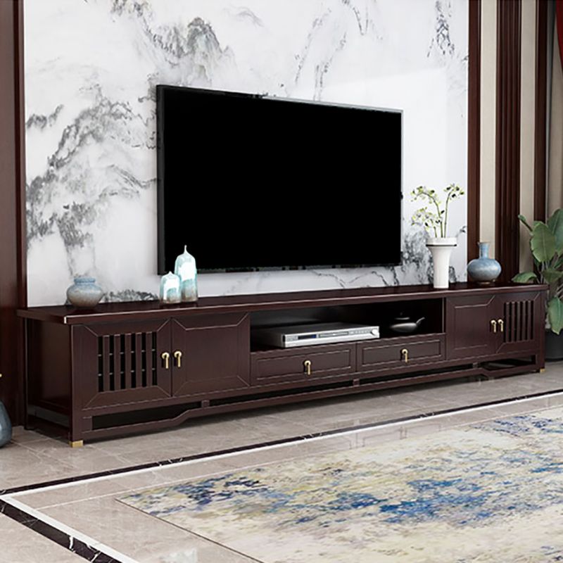 Traditional TV Media Stand Open Shelving Rubberwood TV Stand Console with Drawers Clearhalo 'furn' 'furn_tv_stands_entertainment_centers' 'Furniture' 'Living Room Furniture' 'TV Stands & Entertainment Centers' 'TV Stands & Media Storage Furniture' 'tv_stands_entertainment_centers' 1200x1200_afedb9ed-bfba-4852-867a-eccf0673b9ba