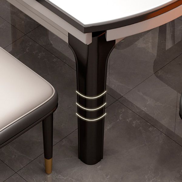Tavolo da pranzo moderno rotondo in pietra con base in legno di gomma per sala da pranzo