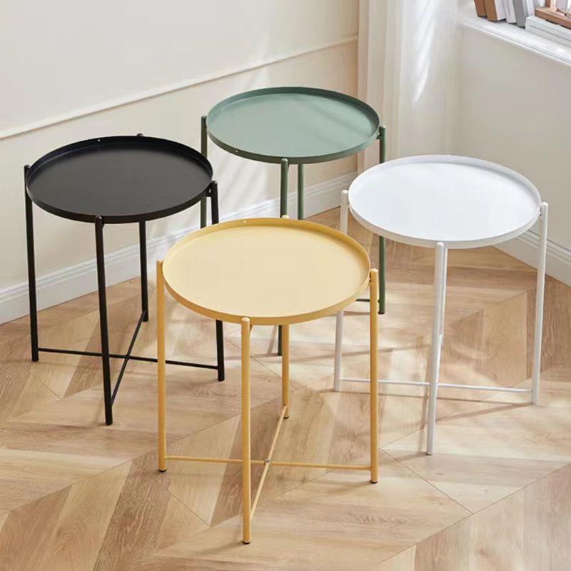 Mid-Century Round Tray Top Side Table Metal Cross Legs End Table Clearhalo 'Coffee & Accent Tables' 'End & Side Tables' 'end_side_tables' 'furn' 'furn_end_side_tables' 'Furniture' 'Living Room Furniture' 1200x1200_afef5831-5ca9-4400-80b2-cd0f2a21da0c