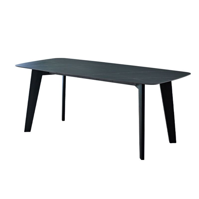 Stone Top Dining Table Contemporary Rectangle Table with 4 Legs in Black Clearhalo 'Dining Tables & Seating' 'Dining Tables' 'dining_table' 'furn' 'furn_dining_table' 'Furniture' 'furniture_dining_table' 'Kitchen & Dining Furniture' 'kitchen' 'kitchen_dining_table' 1200x1200_aff16df1-5d19-4532-8f1c-253f2879ab76