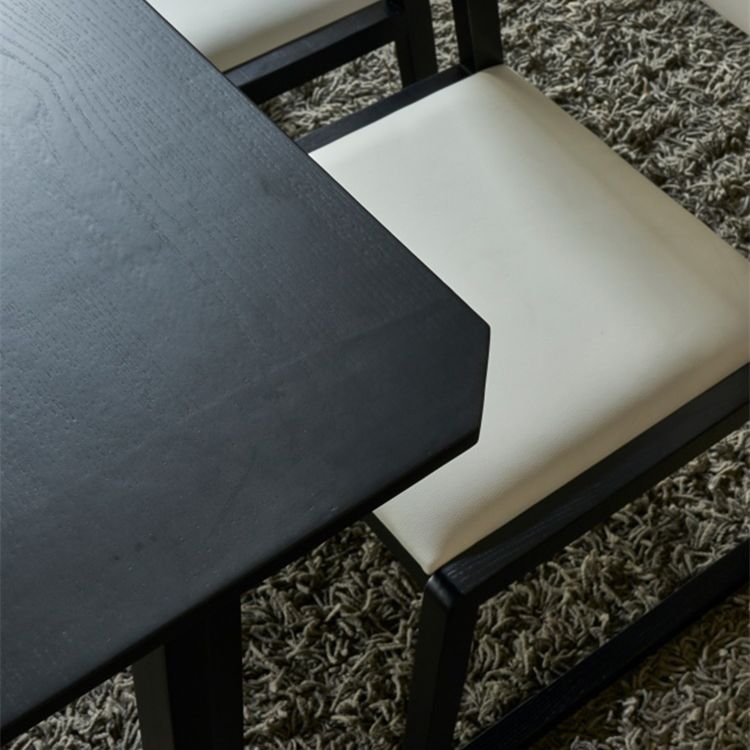 Table à manger industrielle rectangle Black Ashwood Wood Fixed Table
