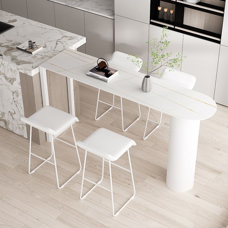 Stone Bar Dining Table Modern Bar Table with Double Pedestal Base for Dining Room Kitchen Clearhalo 'Bar Furniture' 'Bar Tables' 'bar_tables' 'furn' 'furn_bar_tables' 'Furniture' 'furniture_bar_tables' 'Kitchen & Dining Furniture' 1200x1200_aff26712-ba11-46f3-b98c-b3c79ae569ac