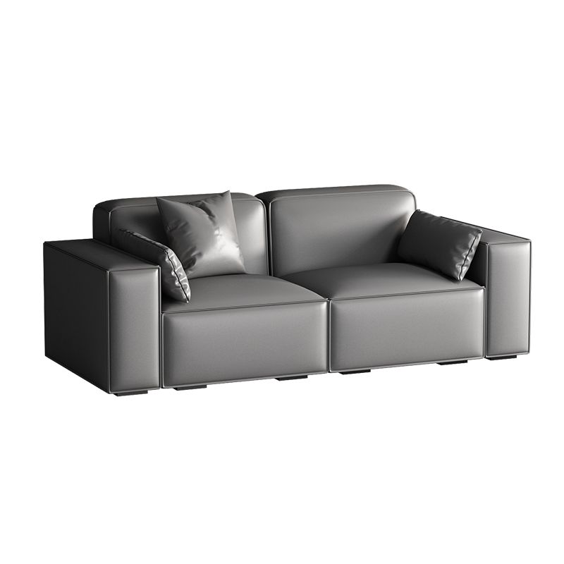 Faux Leather Modern Standard Sofa 37"W Square Arm Sofa Sofa Living Room Clearhalo 'furn' 'furn_sofas' 'Furniture' 'furniture_sofas' 'kitchen' 'kitchen_sofas' 'Living Room Furniture' 'Sofa' 'sofas' 1200x1200_aff272c6-092f-4ef1-b2eb-aca684579690