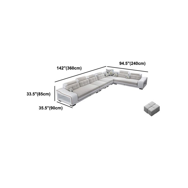 Modern Style Sectional Tufted Back Ramp Armrest White Storage Rack Sofa Clearhalo 'furn' 'furn_sectionals' 'Furniture' 'Living Room Furniture' 'Sectionals' 1200x1200_aff2c688-b31a-44c7-93ad-b8a0e985a070