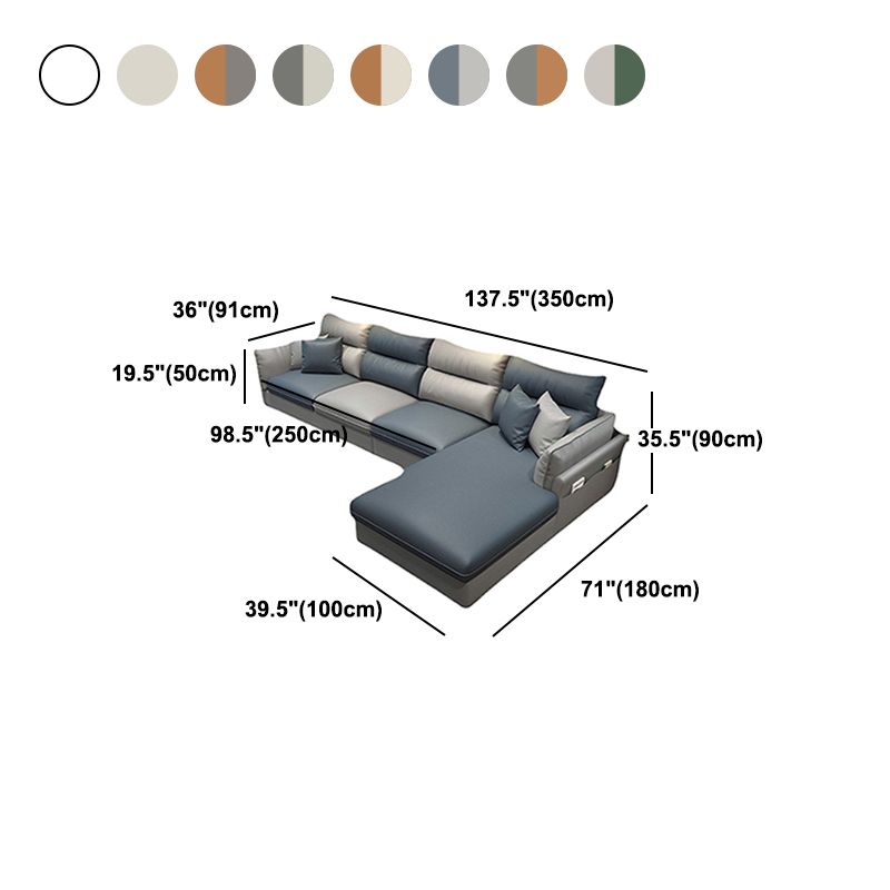 Mid Century Modern Faux Feather 4-seat Sofa & Chaise For Living Room Clearhalo 'furn' 'furn_sectionals' 'Furniture' 'Living Room Furniture' 'Sectionals' 1200x1200_aff2c810-154a-46c6-bbda-f8a1f909ef11