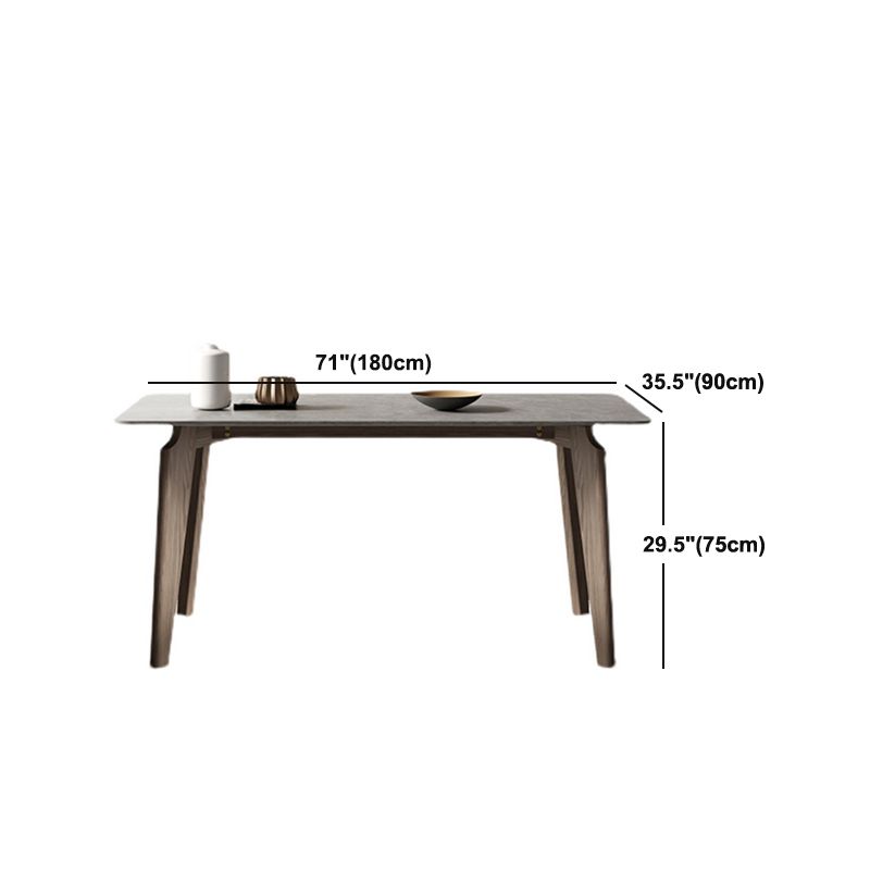 Rectangle Modern DiningTable Sintered Stone Top Ash Base Table with 4 Legs