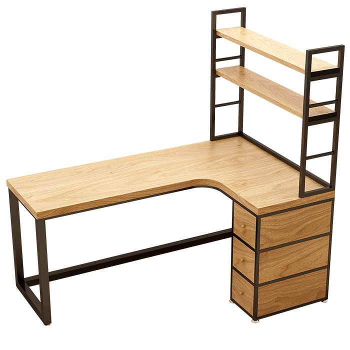 Corner Pine Wood Writing Desk Contemporary H-Shape Base Desk with Shelf Clearhalo 'furn' 'furn_office_desk' 'Furniture' 'Office Desks' 'Office Furniture' 'office_desk' 1200x1200_aff477fd-6c69-4137-b740-a4d8837dddb9