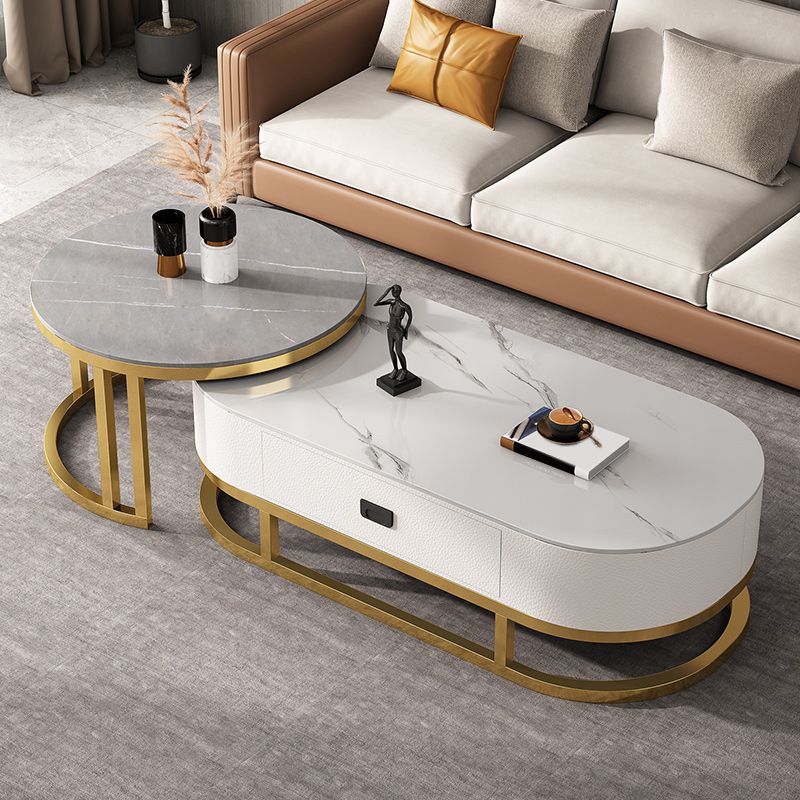 Oval Coffee Table Slate Nesting Coffee Table Set for Living Room Clearhalo 'Coffee & Accent Tables' 'Coffee Tables' 'coffee_tables' 'furn' 'furn_coffee_tables' 'Furniture' 'Living Room Furniture' 1200x1200_aff64ca8-cdf0-4472-897c-1e16476d117b