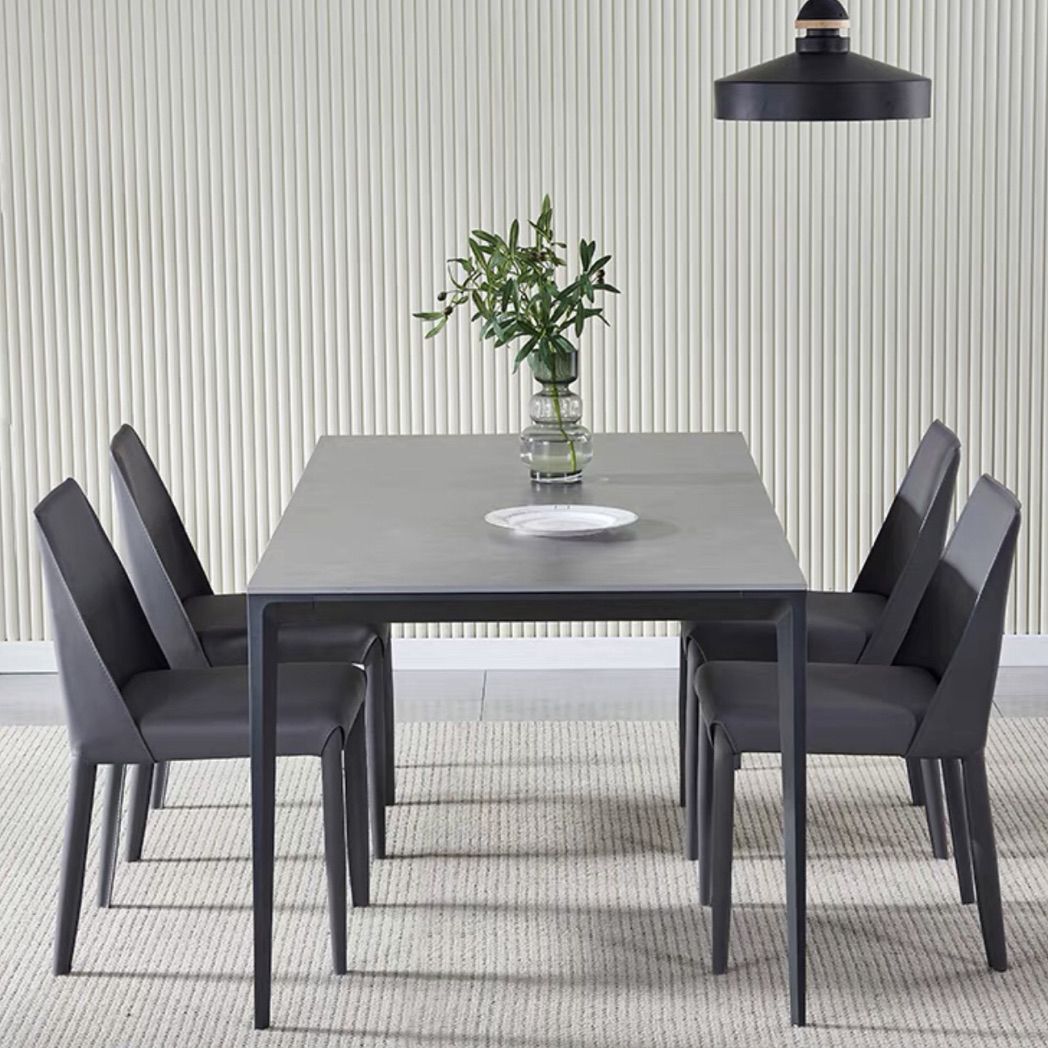 Standard Sintered Stone Top Dining Set with Black Metallic Legs Base for Dining Furniture Clearhalo 'Dining Room Sets' 'Dining Tables & Seating' 'dining_room_set' 'furn' 'furn_dining_room_set' 'Furniture' 'furniture_dining_room_set' 'Kitchen & Dining Furniture' 'kitchen&dining_furn' 'kitchen' 1200x1200_aff724b5-3afc-463a-a855-bfceaafdd36d