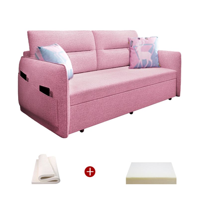Pink Metal Daybed with Upholstered Contemporary Convertible Kids Bed Clearhalo 'furn' 'furn_futons' 'Furniture' 'Futons & Daybeds' 'Futons' 'Living Room Furniture' 1200x1200_aff816af-676f-4252-b3ed-4f82bc18d8a3