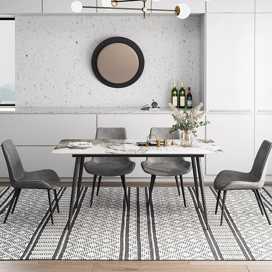 Industrial Style Rectangle Dining Site Table Stone Dining Room Home Furniture