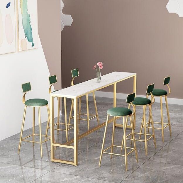 Glam 1/4/7 Pieces Bar Table Set Rectangle Stone Counter Table with High Stools for Cafe Clearhalo 'Bar Furniture' 'furn' 'furn_home_bar_bar_sets' 'Furniture' 'Home Bars & Bar Sets' 'home_bar_bar_sets' 'Kitchen & Dining Furniture' 1200x1200_aff91fd9-2822-445f-9221-7fa08f8ec92a