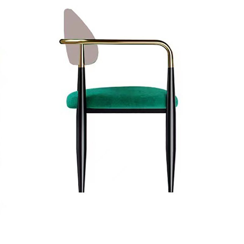 Sedia a braccio in stile glam velluto sedia da pranzo aperta per uso domestico