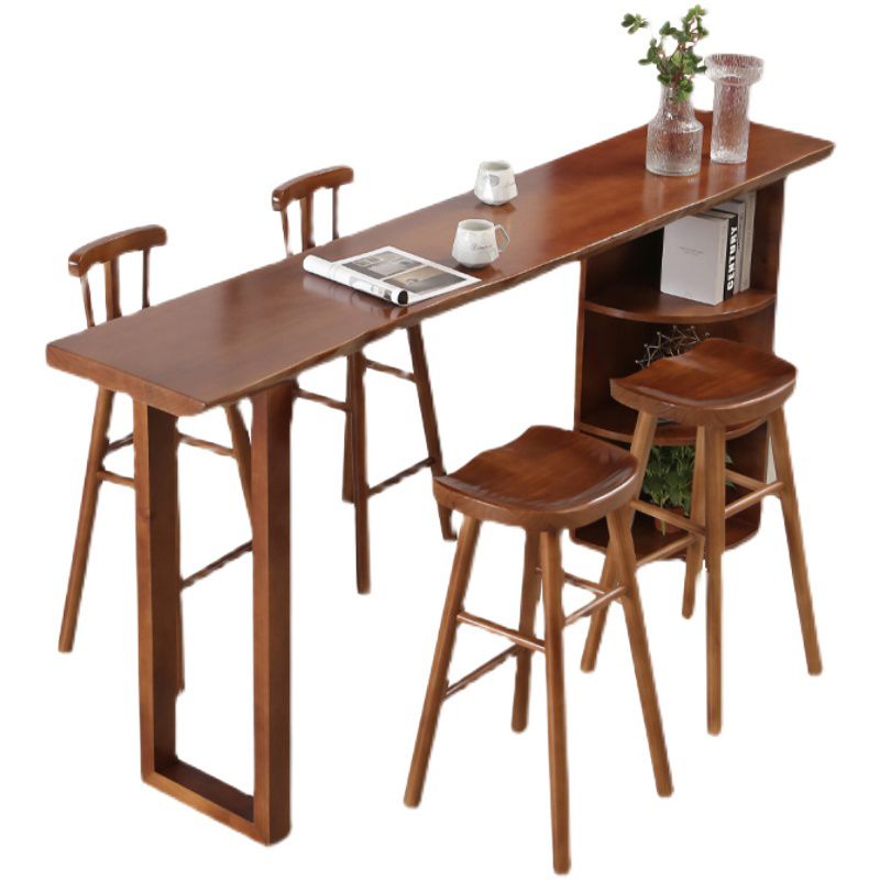 Contemporary Rectangle Bar Dining Table Wood Bar Height Table with Shelves Clearhalo 'Bar Furniture' 'Bar Tables' 'bar_tables' 'furn' 'furn_bar_tables' 'Furniture' 'furniture_bar_tables' 'Kitchen & Dining Furniture' 'kitchen&dining_furn' 'kitchen' 1200x1200_affc7827-0df9-46f2-b975-ba41863ae6c6