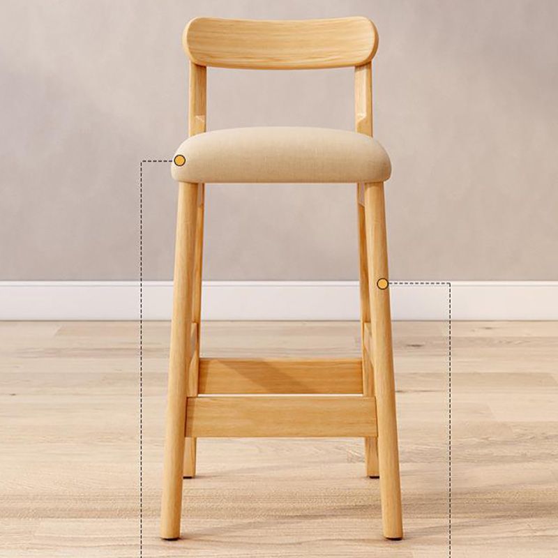 Taburete industrial de madera con altura de mostrador, taburete de bar sin brazos con cojín