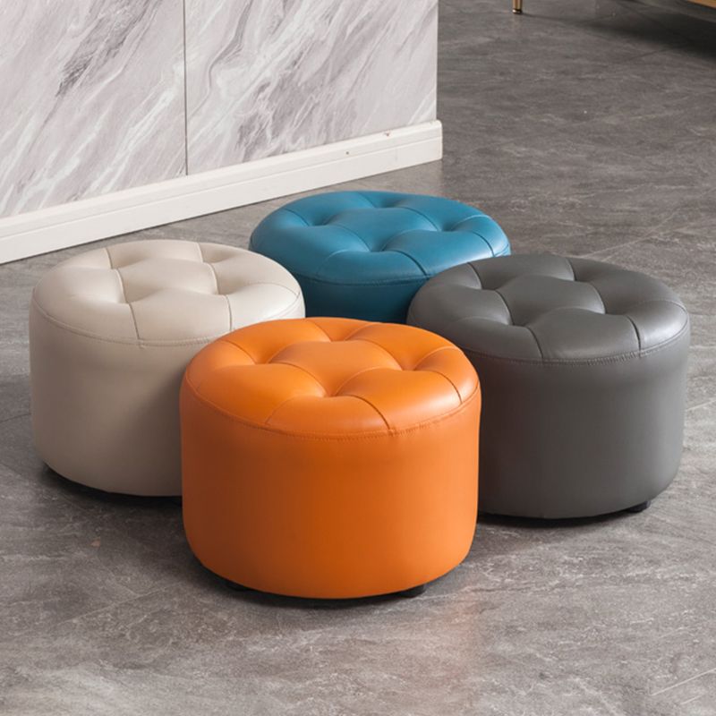 Simplicidad Pure Color Otomano Otomano Faux Faux Cuero Round Pouf Otoman