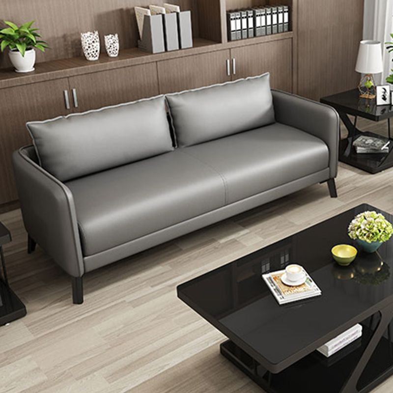 Sofá de almohada de cuero asiento de brazo cuadrado para sala de estar