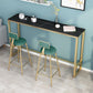 Glam Rectangle Stone Bistro Table Indoor Iron Bar Dining Table with Trestle Pedestal Clearhalo 'Bar Furniture' 'Bar Tables' 'bar_tables' 'furn' 'furn_bar_tables' 'Furniture' 'furniture_bar_tables' 'Kitchen & Dining Furniture' 1200x1200_b0021d1c-ae83-4c5a-81ef-4cdb944e106a
