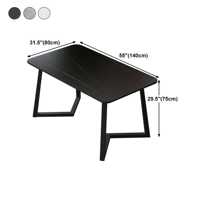 Rectangle Sintered Stone Table for Restaurant Industrial Dining Table with Double Pedestal Clearhalo 'Dining Tables & Seating' 'Dining Tables' 'dining_table' 'furn' 'furn_dining_table' 'Furniture' 'furniture_dining_table' 'Kitchen & Dining Furniture' 'kitchen' 'kitchen_dining_table' 1200x1200_b002bdda-6713-4f6f-a4da-e86ed34c4b45