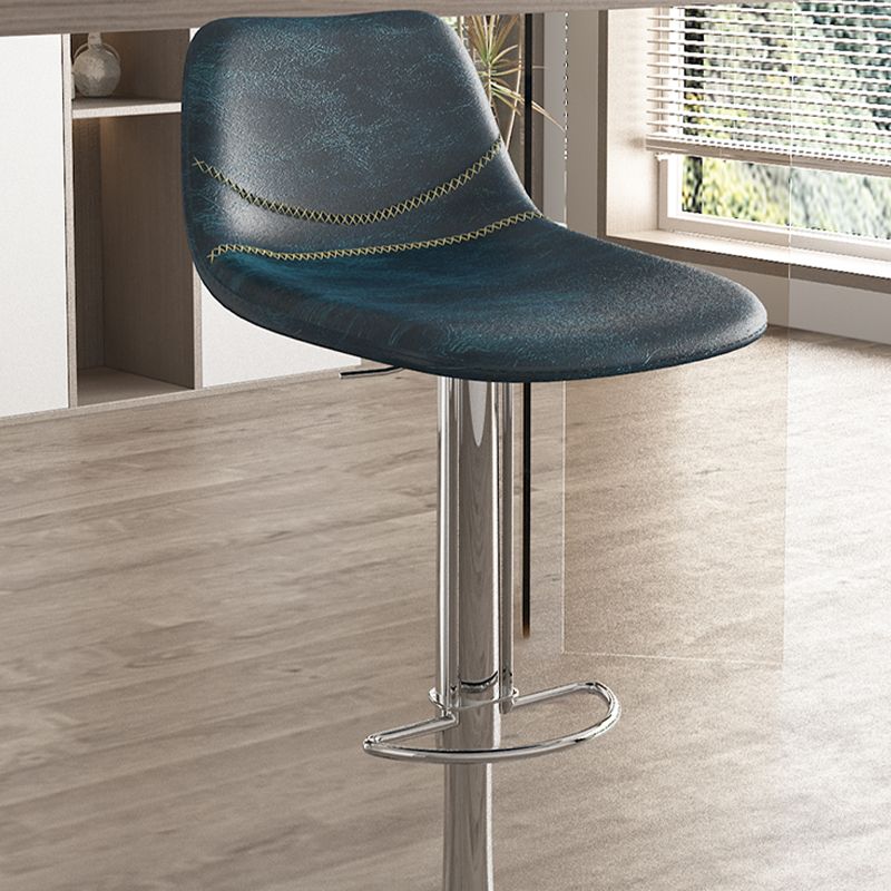 Contemporary Adjustable Backrest Counter High Stool with Leather Cushion