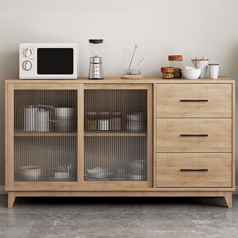 Server in vetro di vetro moderno ingegnerizzato in legno con cassetti e archiviazione