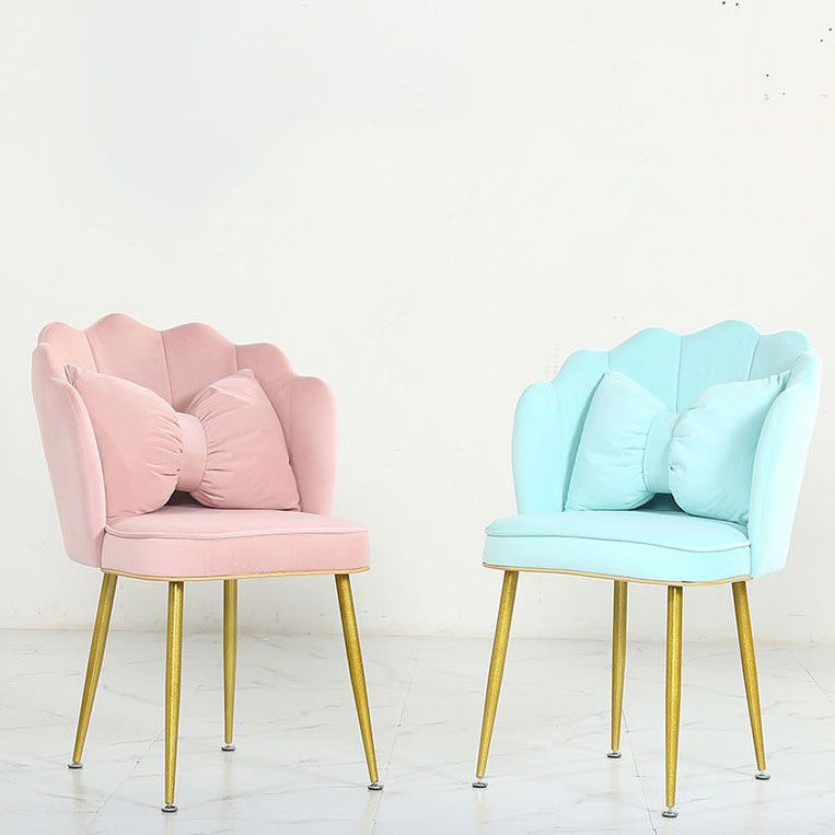 Nordic Style Metal Dining Room Chair Velvet Armless Dining Chairs for Home Use