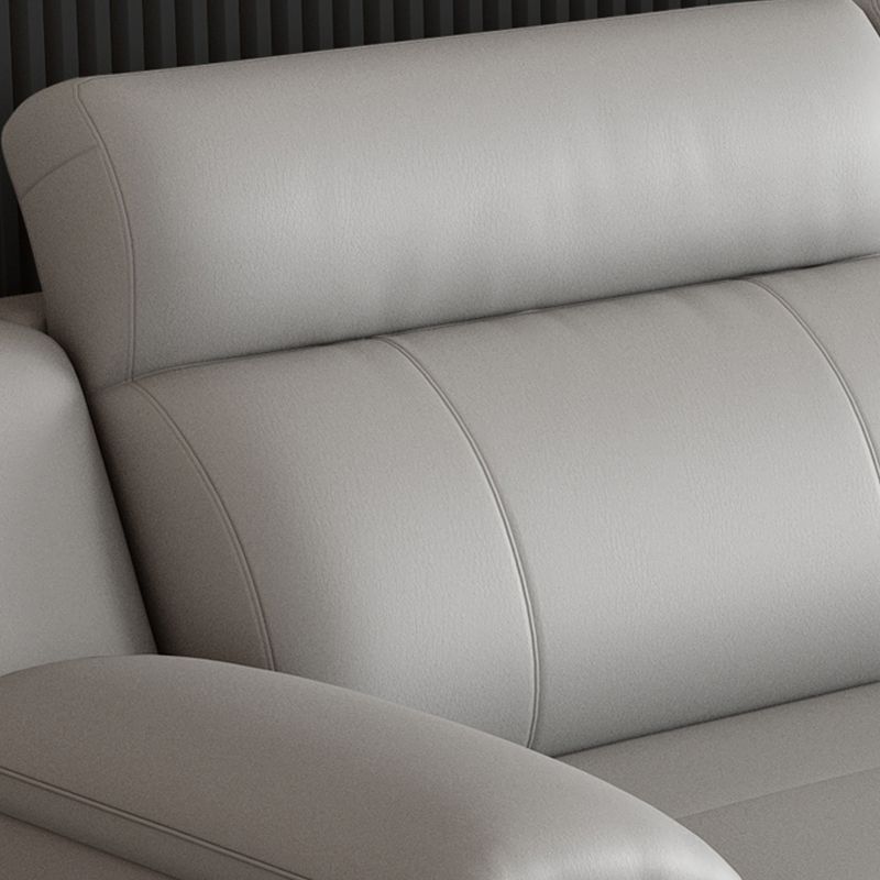 Light-grey Contemporary Sofa Genuine Leather Living Room Sofa & Chaise Clearhalo 'furn' 'furn_sectionals' 'Furniture' 'Living Room Furniture' 'Sectionals' 1200x1200_b007e4ee-5f93-47c2-af27-6b76c4cf1602