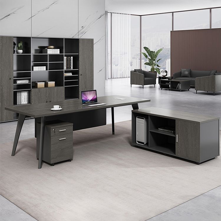 Contemporary Office Desk Black Cable Management Writing Desk Clearhalo 'furn' 'furn_office_desk' 'Furniture' 'Office Desks' 'Office Furniture' 'office_desk' 1200x1200_b008896a-694f-4cc4-ac64-b6c1a2e7901a