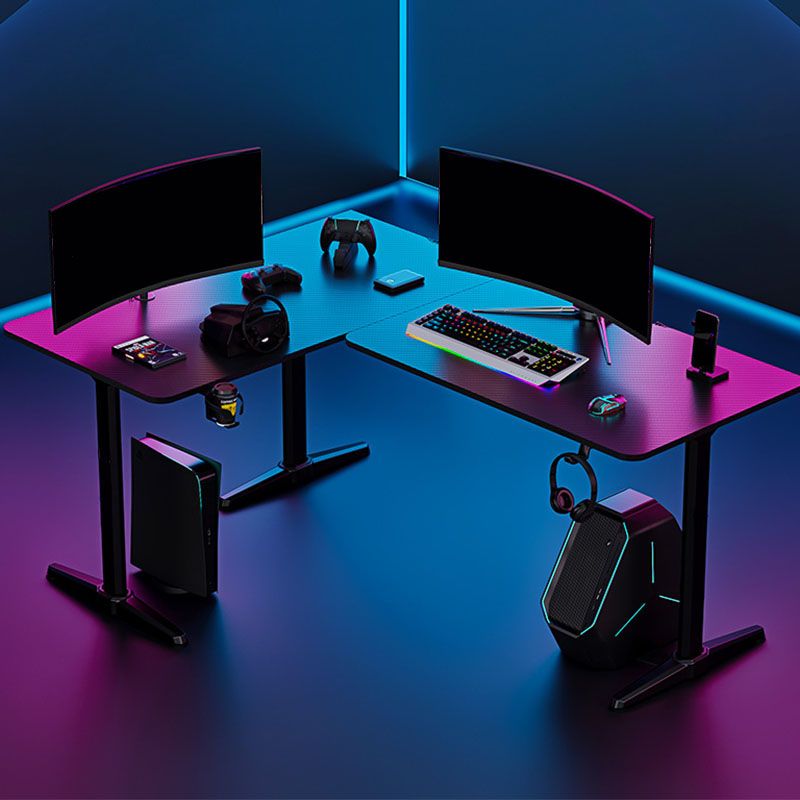 Home Industrial Lépre de jeux en forme de L Bureau d'écriture en bois avec des jambes en métal