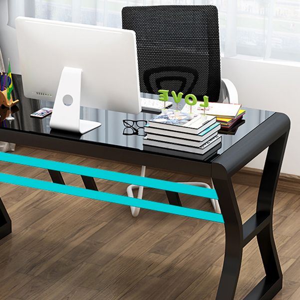 Glass Top Rectangular Office Desk 29.53-inch Tall Writing Desk Clearhalo 'furn' 'furn_office_desk' 'Furniture' 'Office Desks' 'Office Furniture' 'office_desk' 1200x1200_b00a4fb6-387c-497c-82a1-94808e6e43b9