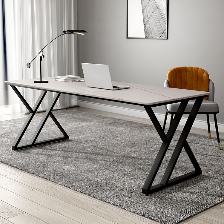 Rectangle Sintered Stone Two-Color Dining Table Simplicity Double Pedestal Table for Dining Room Clearhalo ' dining_table' 'Dining Tables & Seating' 'Dining Tables' 'furn' 'furn_dining_table' 'Furniture' 'furniture_dining_table' 'Kitchen & Dining Furniture' 'kitchen&dining_furn' 'kitchen' 'kitchen_dining_table' 1200x1200_b00ad1b2-bf63-4b34-b372-89fb4af4da9f