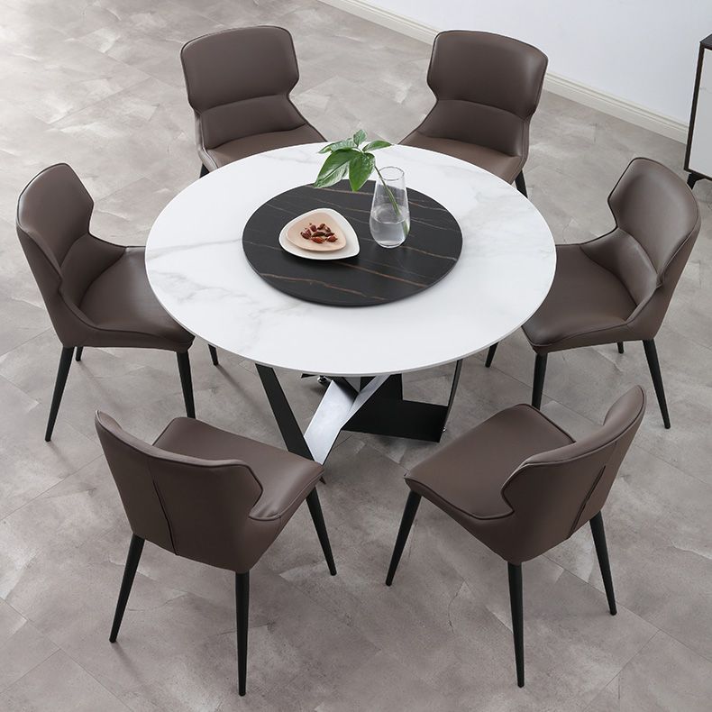 Scandinavian Style Faux Leather Dining Chair Solid Back Chair with 4 Black Finish Legs Clearhalo ' kitchen&dining_furn' 'Dining Chairs' 'Dining Tables & Seating' 'dining_chair' 'furn' 'furn_dining_chair' 'Furniture' 'furniture_dining_chair' 'Kitchen & Dining Furniture' 'kitchen' 1200x1200_b00f751b-6123-47fe-9d5c-bd651225021a