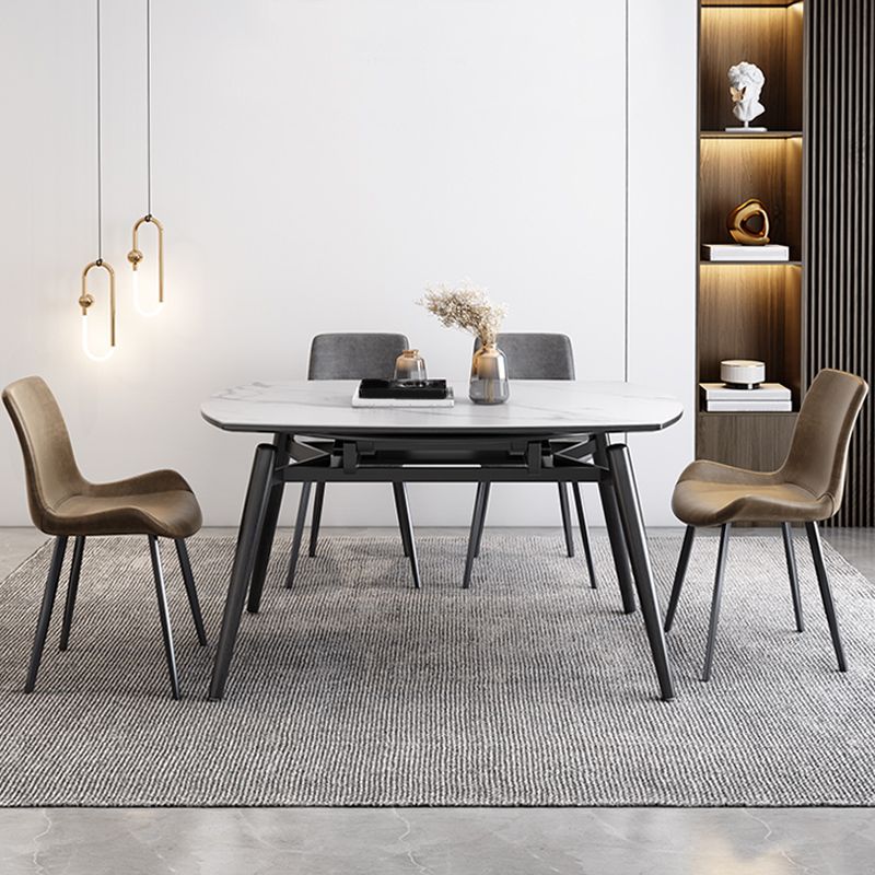 Contemporary Extendable Sintered Stone Table Round Shape Standard Dining Table for Kitchen Clearhalo ' dining_table' 'Dining Tables & Seating' 'Dining Tables' 'furn' 'furn_dining_table' 'Furniture' 'furniture_dining_table' 'Kitchen & Dining Furniture' 'kitchen&dining_furn' 'kitchen' 'kitchen_dining_table' 1200x1200_b00ff78d-4382-4d91-9fc7-6b9f5a801333