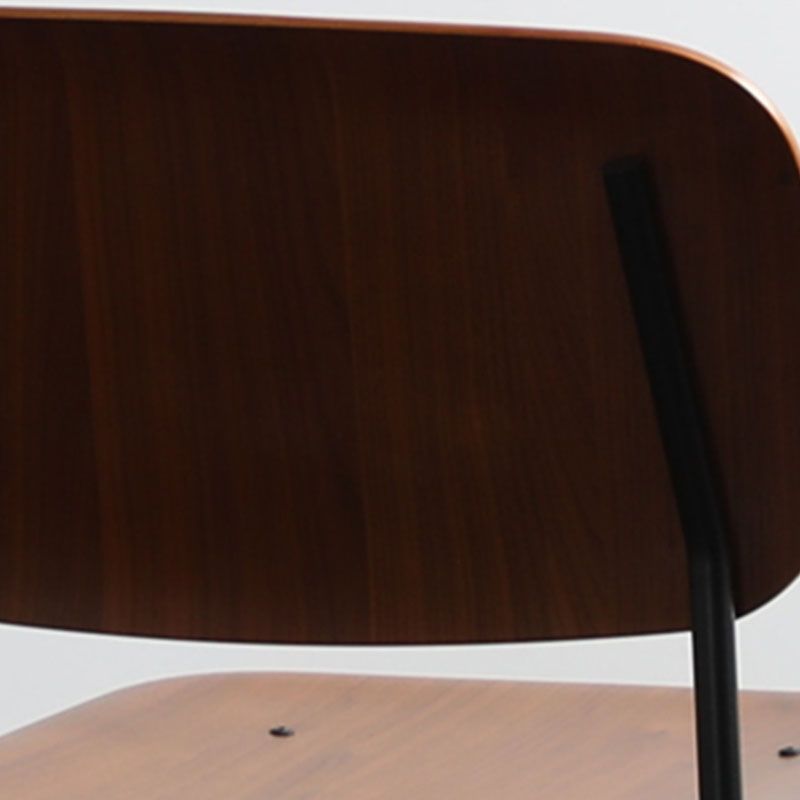 Contemporary Style Armless Chair Open Back Side Wooden Chair with Metal Base