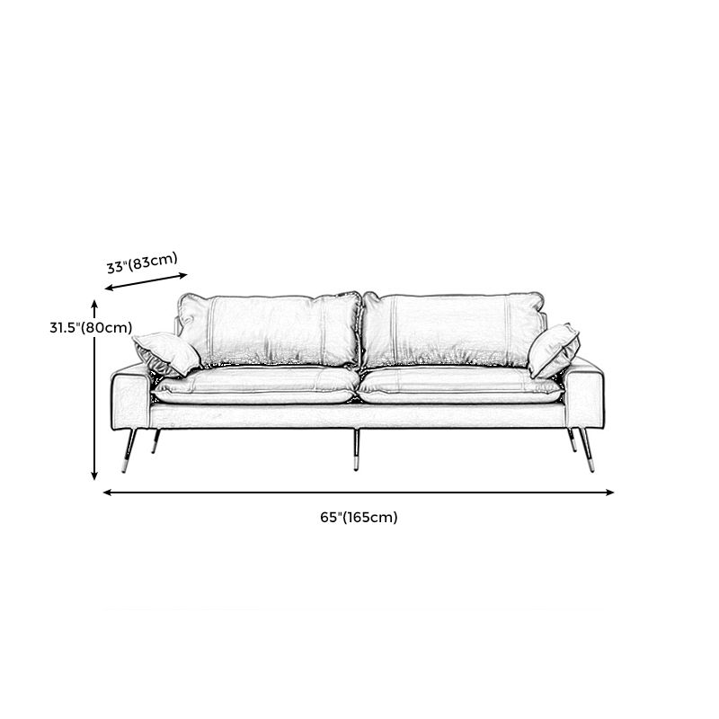 Faux Leather Pillow Top Arm Sofa with Pillow Back Cushions for Living Room