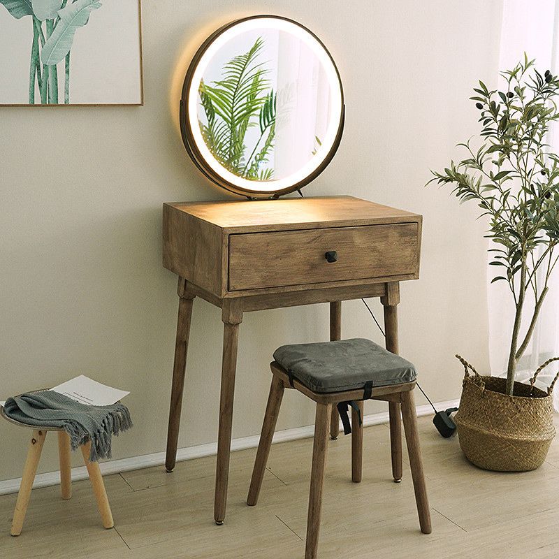 Scandinavian with Drawer Natural Lighted Mirror Bedroom Make-up Vanity Clearhalo 'Bedroom Furniture' 'furn' 'furn_makeup_vanities' 'Furniture' 'Makeup Vanities' 'makeup_vanities' 1200x1200_b012c860-8277-4025-88a7-ad698c5d2436