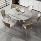 Metal and Slate Table Modern Minimalist Family Retractable Round Dining Table