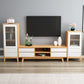 Modern Rubber Wood TV Stand Console Open Storage TV Media Stand for Living Room